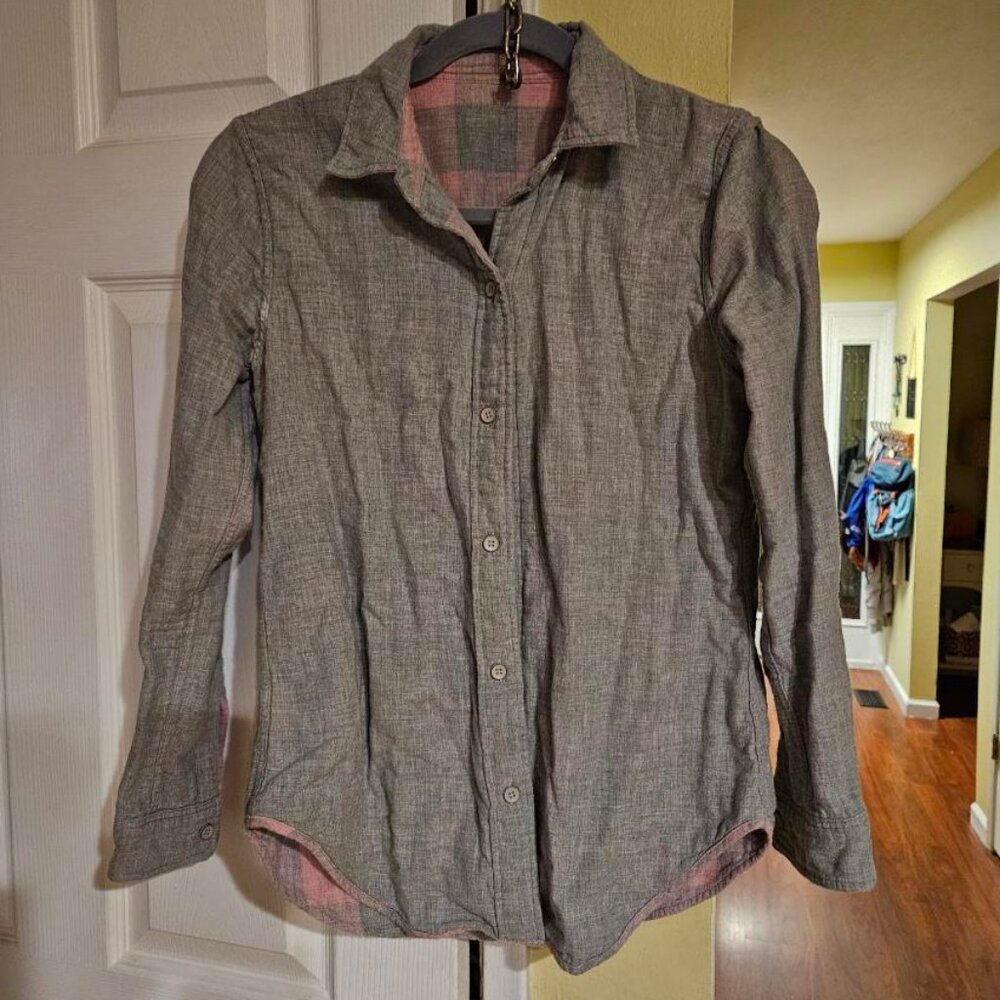 Faherty women's pink and gray reversible flannel shirt
